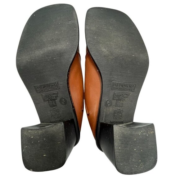 Vintage 90s Y2K Predictions Sz 6 Square Toe Laser Cut Leather Chunky Heel Mules - Picture 14 of 16